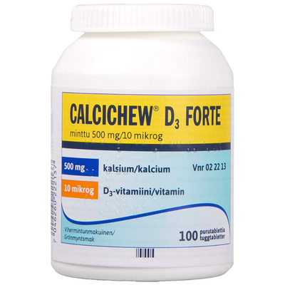 Calcichew D3 Forte minttu 500 mg/10 mikrog -purutabletti