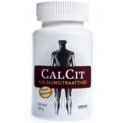 CalCit Kalsiumsitraatti + D3-Vitamiini 500 mg / 15 mikrog