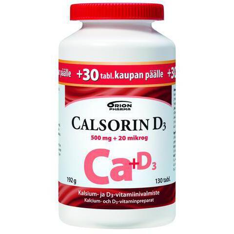 Calsorin 500mg + D3 20mikrog tabletti 130 tabl. Kampanjapakkaus!