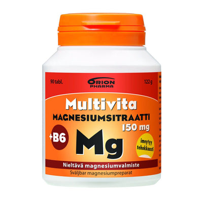 Multivita Magnesiumsitraatti 150mg + B6 nieltävä tabletti 90 kpl