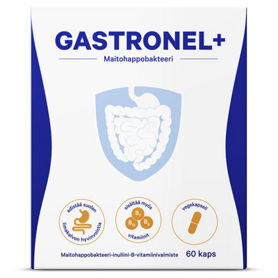 Gastronel+ maitohappobakteerikapselit suoliston hyvinvointiin