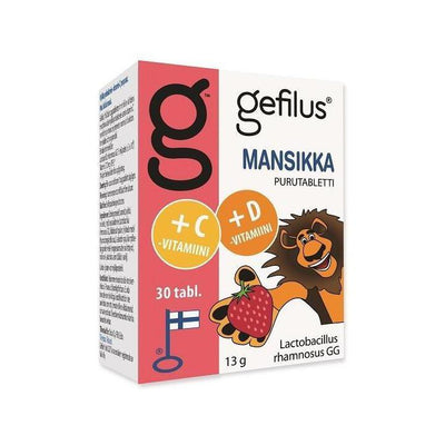 Gefilus + D Mansikka-vanilja 30 purutablettia