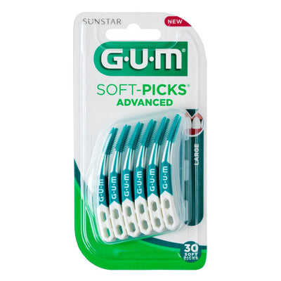 GUM Soft Picks harjatikku Advanced 30 kpl -eri kokoja