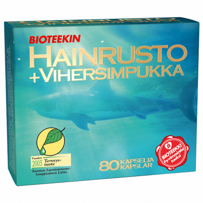 Bioteekin Hainrusto+Vihersimpukka kapselit -eri kokoja