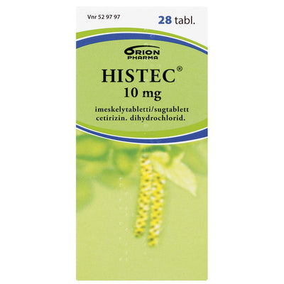 Histec 10 mg allergialääke - eri kokoja