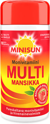 MINISUN Monivitamiini Multi Mansikka 90 tabl.