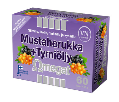 Mustaherukka + Tyrniöljy Omegat 60 kapselia