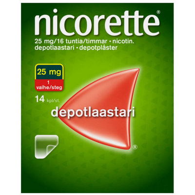 Nicorette depotlaastarit 25 mg/16 h (vaihe 1) - eri kokoja