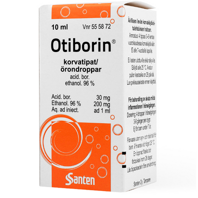 Otiborin 30/200 mg/ml -korvatipat lievän korvakäytävätulehduksen hoitoon