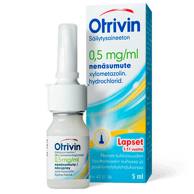 Otrivin säilytysaineeton 0,5 mg/ml -nenäsumute lapsille 10 ml