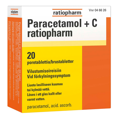 Paracetamol+C ratiopharm 500/200 mg -poretabletit 20 kpl