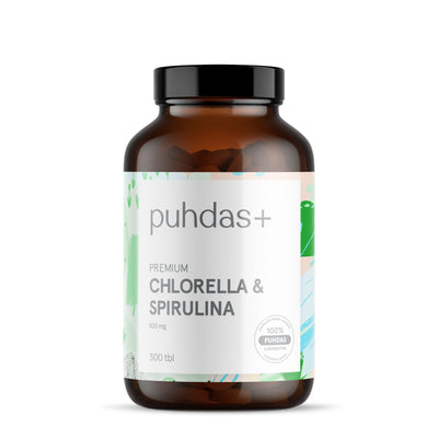 Puhdas+ Premium Chlorella & Spirulina 500 mg 300 tabl