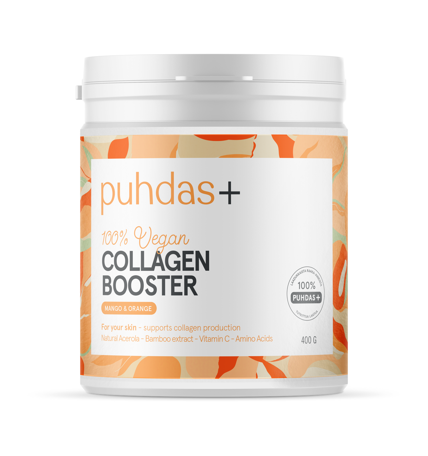 Puhdas+ Collagen Booster 100% vegan, Mango&Appelsiini Eri kokoja