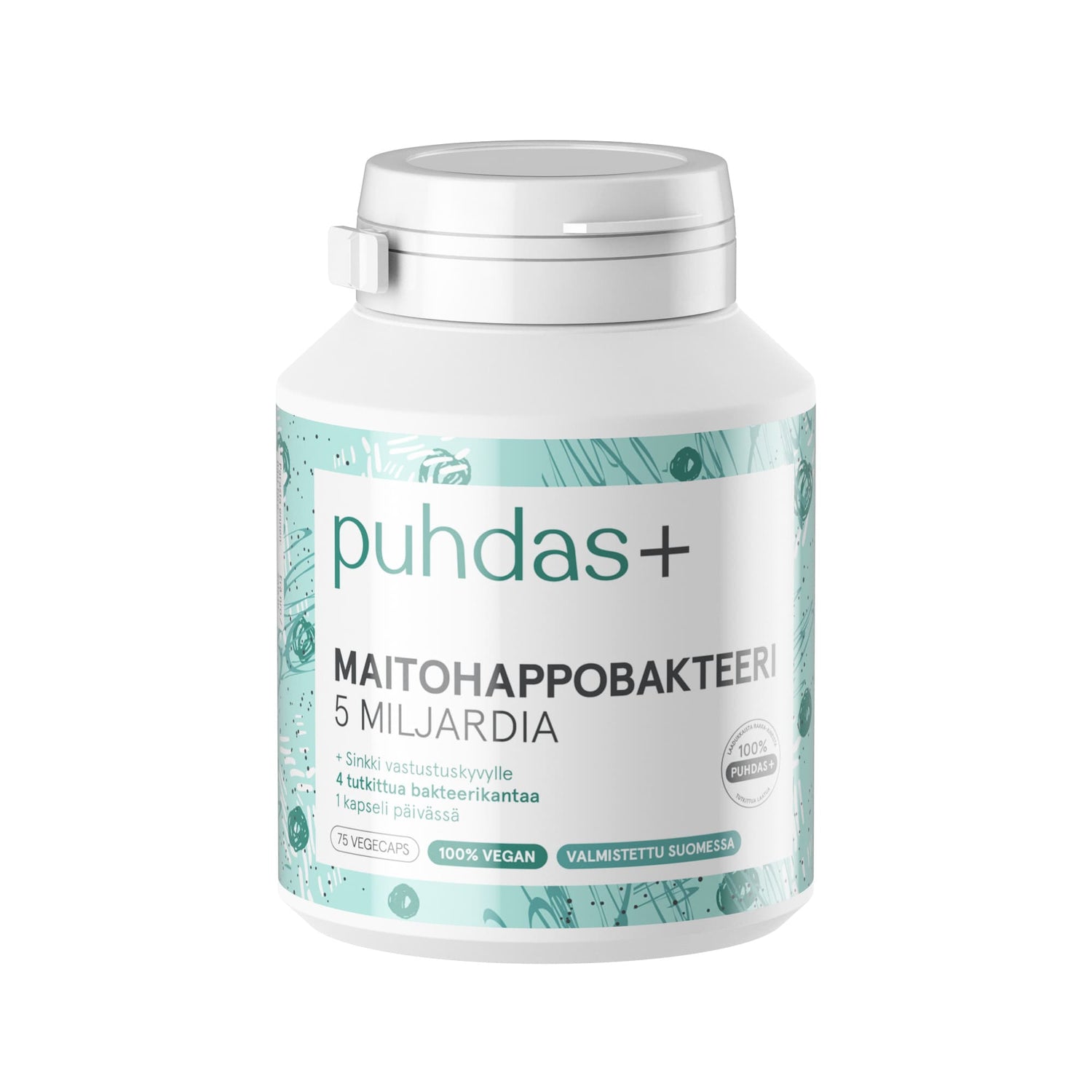Puhdas+ Maitohappobakteeri 5 miljardia 75 vegekapselia