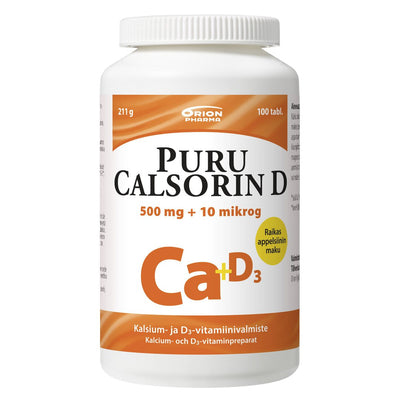 PURU CALSORIN D3 500 mg + 10 mikrog 100 purutablettia