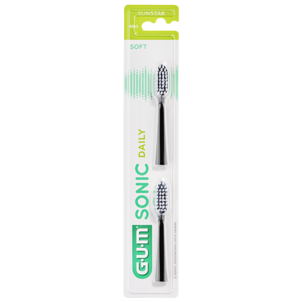Gum Sonic Daily vaihtoharjaspäät musta 2 kpl