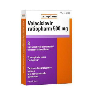 VALACICLOVIR RATIOPHARM  500 mg 8 kpl