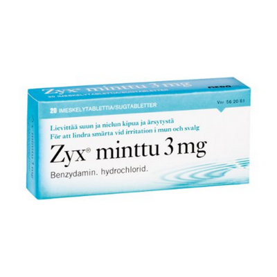 Zyx minttu 3 mg imeskelytabletti huom päiväys 30.11.2023